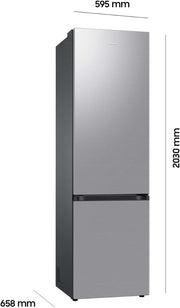 Frigorífico combi Samsung, frigorífico con congelador, 203 cm, 390 l de volumen total, 114 l de congelador, modo AI Energy, aspecto de acero inoxidable, RL38C600CSA/EG