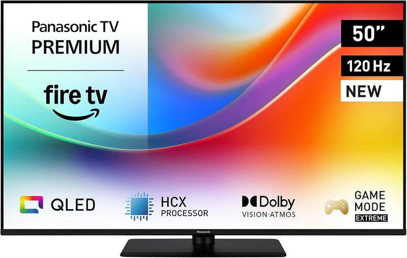 Panasonic Premium TV-50W85BEZ, Serie W85B, 50 pulgadas, Smart TV QLED 4K Ultra HD, 2025, 120 Hz, Fire TV, Dolby Vision y Atmos, Game Mode Extreme, Alexa, soporte para Apple, Bluetooth, negro
