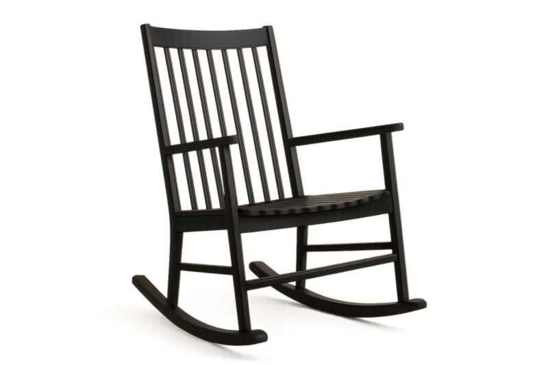 Mecedora negra de madera maciza