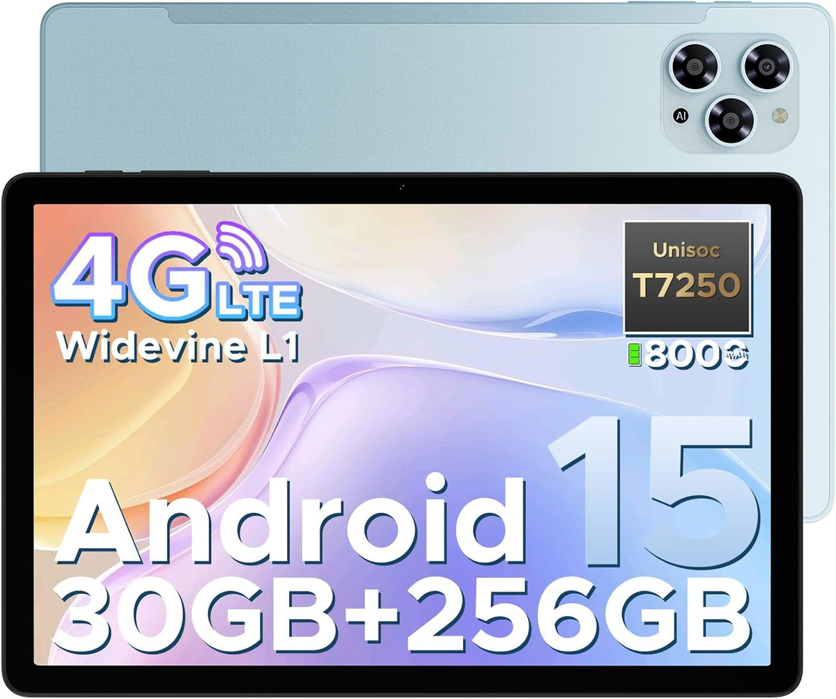 Tablette DOOGEE G6 avec carte SIM, tablette Android 15, octa-core T7250, tablette 11 pouces 90 Hz, 30 Go + 256 Go/TF 2 To, double 4G LTE, batterie 8000 mAh, appareil photo 13 MP, Wi-Fi 5G/Widevine L1/FM/OTG/Face ID
