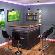 Gabinete de bar en casa en forma de L de GDLF con espacio para refrigerador, mesa de bar moderna de gran tamaño para sótano