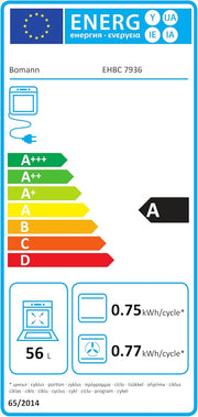 Juego de cocina eléctrica Bomann | Horno empotrable con placa vitrocerámica | Placa de cocina con 4 zonas de cocción | Horno empotrable con 56 l de capacidad | 9 funciones de horno | Placa vitrocerámica con zona para paellera | EHBC 7936 IX