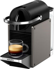 Cafetera de cápsulas Nespresso KRUPS Pixie Titan Original, diseño compacto, 25 segundos de tiempo de calentamiento, 2 tamaños de taza, apagado automático, 19 bares de presión, cafetera XN306TK
