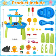 Mesa de agua para exteriores Lypsochaat para niños, juegos de agua para exteriores para niños, juguetes de actividades de verano para jardín y playa, juguete de exterior juego de agua para niños y niñas de 2 3 4 5 años azul
