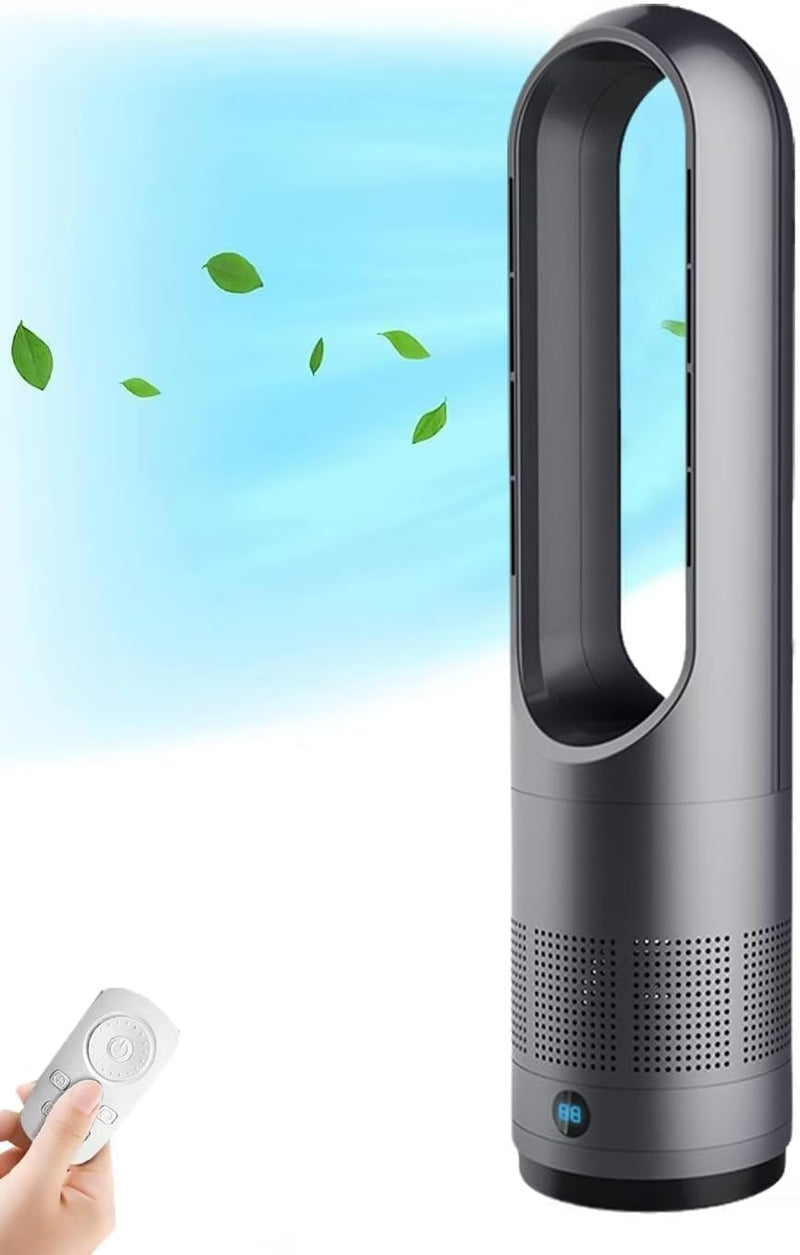 Ventilador de torre moderno, 58,4 cm (23 pulgadas), oscilación de 80°, para uso en el hogar o la oficina, refrigeración silenciosa con temporizador de 8 horas, control remoto eléctrico sin ASP