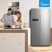 Midea KS-DDX 6.32 WT Frigorífico americano / 178,8 cm de altura / 254 kWh/año / No Frost / Compresor Dual Inverter / con dispensador de agua/hielo 3 en 1 y depósito de agua, Dark Inox