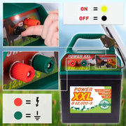 VOSS Power XXL B 12.000-S, 10.800V Potente pastor eléctrico solar 9V 12V, incl. batería de 55Ah y señal de advertencia, módulo solar de alta eficacia, para caballos, ponis, perros, gatos, garzas, ganado, cerdos