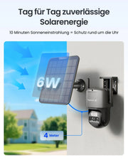 Cámara de seguridad Reolink 4K PTZ para exteriores, batería, seguimiento automático, lente dual, WiFi 6, visión nocturna a color de 30 m, IA, TrackMix, solar