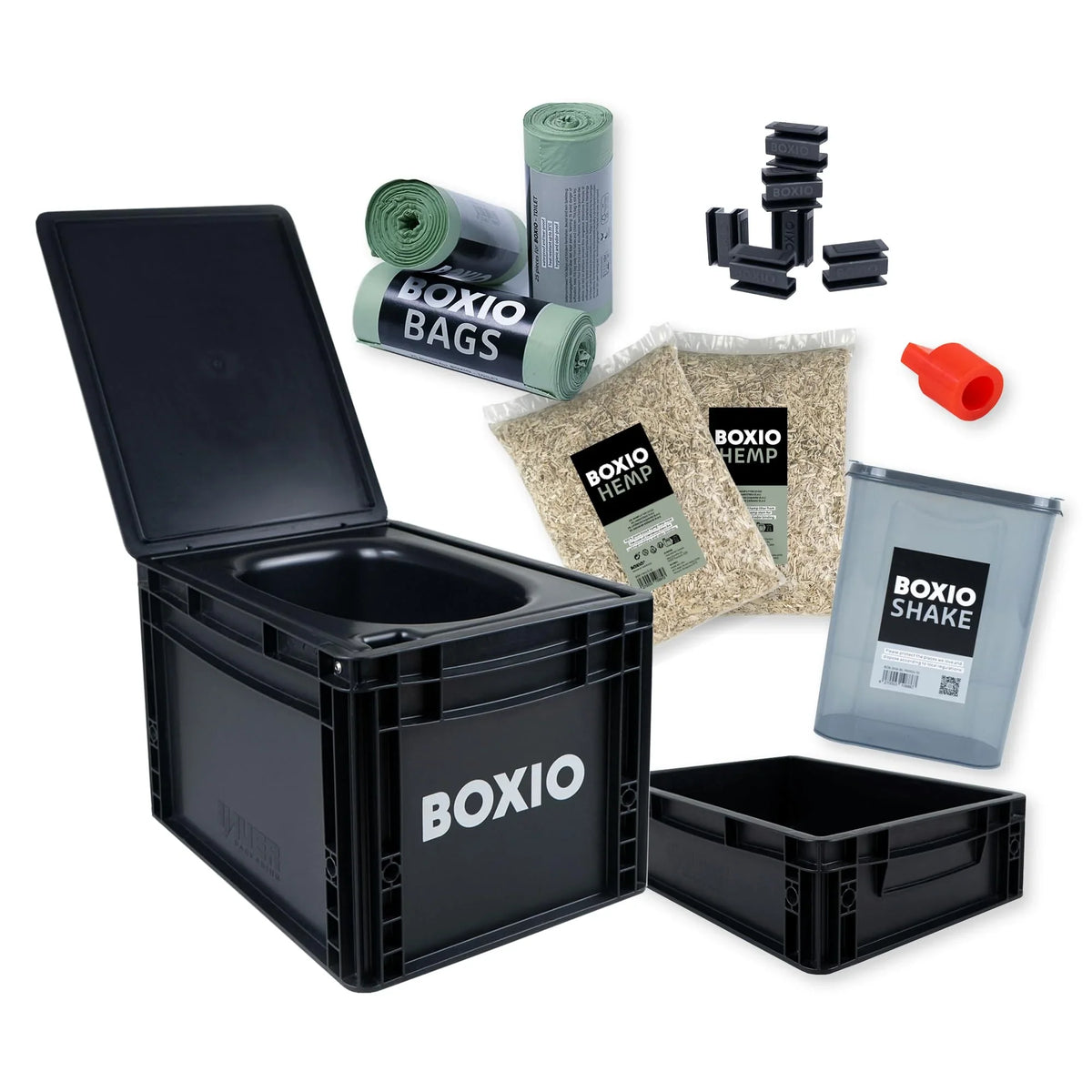 Inodoro seco BOXIO Toilet Max+ sin químicos para camping, furgoneta, aire libre, tienda de techo, base Eurobox, sin electricidad, 40x30x28