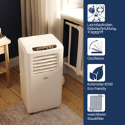 SUNTEC Aire acondicionado portátil Impuls 2.6 Eco R290 – Aire acondicionado móvil y silencioso con tubo de escape – Enfriador y deshumidificador para habitaciones de hasta 34 m² – Refrigeración móvil para hogar y oficina – 9.000 BTU | 2600 vatios