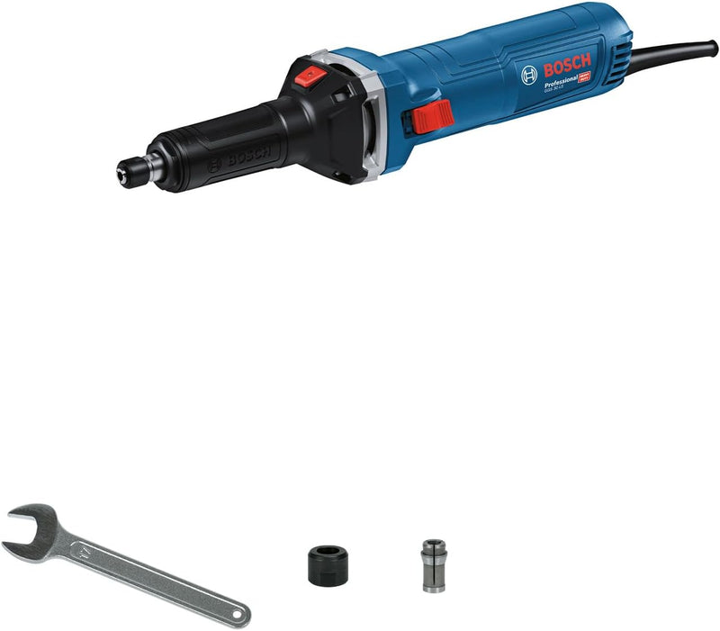 Amoladora recta con cable Bosch Professional GGS 30 LS (potencia de 750 W, hasta 33 000 rpm, con 1 llave, 1 pinza de sujeción de 6 mm con tuerca)