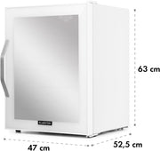 Mininevera Klarstein con puerta de cristal para habitaciones, refrigerador de bebidas con estantes ajustables, pequeño de 80 litros, frigorífico silencioso para interiores/exteriores