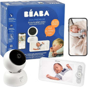 Béaba, Vigilabebés, Monitor de bebé con vídeo 2 en 1, Pantalla/Aplicación móvil dedicada, Cámara HD, Rotación de 360°, Visión nocturna, Walkie-talkie, Canciones de cuna, Control de temperatura y humedad, Zen Premium Blanco