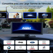 Avylet 9,26'' Apple CarPlay para coche con cámara de visión trasera, pantalla táctil portátil, navegación GPS, control por voz Google/Siri, Android Auto, Bluetooth, AUX/FM, Mirror Link, OTA, inalámbrico