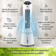 Klarstein 4 en 1: Enfriador de aire inteligente, ventilador, humidificador e ionizador I Depósito de agua de 6 L, oscilación, 30 W, 210 m³/h, temporizador I Aire acondicionado sin tubo de escape, aire acondicionado portátil, negro-oro rosa