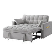 Sofá Cama Biplaza 4 en 1 con Apoyabrazos y Bolsillos de Almacenamiento, Sofá Cama Extraíble Tapizado Multifunción con Respaldo Ajustable