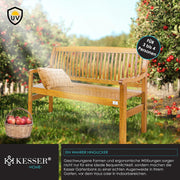 KESSER® Banco de jardín de madera, resistente a la intemperie | Para 3 a 4 personas | Banco de parque de madera maciza | Banco con capacidad de carga de 320 kg, 150 cm | Banco para balcón, terraza y jardín, incl. funda, marrón claro