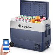 AAOBOSI Nevera portátil con compresor de 60 L, nevera para coche con control por APP, frigorífico de camping de 12/24 V y 100-240 V con puerto USB, -20 °C a 20 °C para coche, camión, barco, autocaravana, camping y viajes