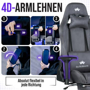 Silla gaming ergonómica con reposapiés 150 kg reposabrazos 4D espuma viscoelástica ruedas silenciosas antracita
