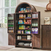 Despensa de cocina alta arqueada de 71", armario de almacenamiento moderno con 3 estantes ajustables, 6 estantes en la puerta, para cocina, sala de estar