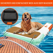 FBSPORT Rampa inflable para perros para barcos, plataforma flotante, rampa de agua y escalera para piscina y embarcaciones, escalera de natación de EVA antideslizante para perros de hasta 100 kg, acceso seguro y fácil
