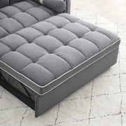 Sofá cama de 2 plazas de terciopelo de 55" con cama extraíble, respaldo ajustable, bolsillos laterales y soporte para teléfono
