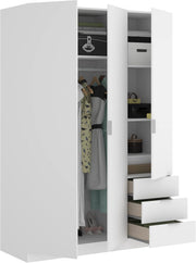 DEKIT GRUPO RIMOBEL Armario Ropero 3 Puertas Y 3 Cajones - Blanco - 121X184X52 Cm