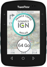 TwoNav Terra (64 GB) + Mapa completo de Francia IGN Top25 instalado, GPS deportivo con pantalla grande de 3,7 pulgadas para montaña, senderismo, BTT, ciclismo