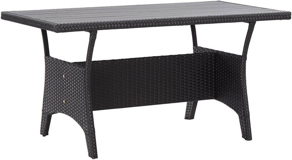 vidaXL Mesa de jardín mesa de comedor de jardín mesa de terraza mesa mesa de balcón muebles de jardín exterior terraza negro 120x70x66cm polirratán estructura de acero