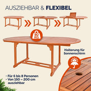 Mesa de jardín Casaria® resistente a la intemperie, con certificación FSC®, 200x100 cm