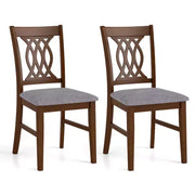 Juego de 4 sillas de comedor Costway con asiento acolchado, respaldo hueco y estructura de madera de caucho