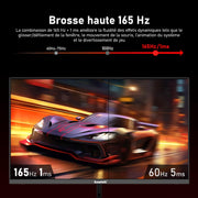 Monitor PC Gawfolk de 27 pulgadas, 2K WQHD (2560×1440P), monitor gaming de 165Hz, 1ms sin bordes, 98% sRGB, gran ángulo de 178°, HDMI, DisplayPort, compatible con soportes de pared VESA 100×100 mm - Negro