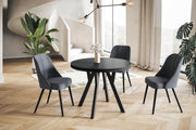 Mesa de comedor redonda extensible – Mesa de salón y cocina moderna – Mesa con construcción estable, diámetro 80 cm - 130 cm – Color negro – Colección OVO