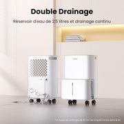 COMFEE' Deshumidificador Compacto, Absorbe hasta 12L/día, Modo silencioso, Bloqueo infantil, Temporizador 24H, Depósito 2,5L, Para habitaciones de 20-35㎡, Aqua Dry 12