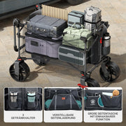 Carrito plegable EA-TR-21830S 225 L hasta 150 kg con freno, techo, manillar de empuje y tracción, 4 ruedas