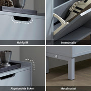 SoBuy Zapatero estrecho con 4 puertas abatibles, mueble zapatero alto y compacto, armario para zapatos con 4 estantes, organizador cerrado para recibidor, pasillo y vestíbulo, 100x91x19cm, Gris claro FSR100-HG