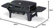EndersGasgrill Urban II Pro, parrilla de mesa, función de asado, cocción y horneado, 2 quemadores de acero inoxidable, con termómetro para parrilla, parrilla para balcón y camping, carcasa de aluminio fundido, rejilla de hierro fundido, #2062