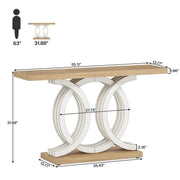 Mesa Consola Vintage con Base Geométrica Mesa de Pasillo de Madera