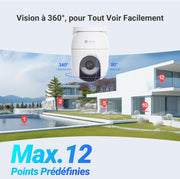 Cámara de seguridad exterior inalámbrica EZVIZ 2K+ con modo AOV, cámara PT con batería, detección de personas y vehículos, visión nocturna a color y defensa activa, WiFi 6, CB8 Lite 4MP + panel solar de 5W