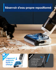 Aspiradora y fregadora Tineco Floor One Stretch S6, potente aspiradora en seco y húmedo inteligente, diseño plano de 180°, limpieza de bordes dual, autolimpieza Flashdry a 70℃ en 5 min, 40 min de autonomía