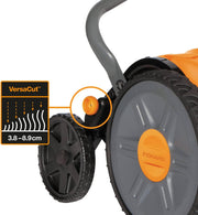 Fiskars Cortacésped manual, Cortacésped helicoidal con sistema de corte sin fricción, Ancho de corte: 43 cm, StaySharp Plus, Negro/Naranja/Plateado, 1015649