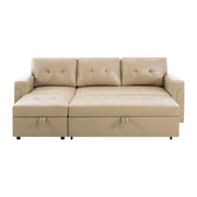 Sofá seccional reversible convertible con cama extraíble, chaise longue con almacenamiento oculto y patas duraderas