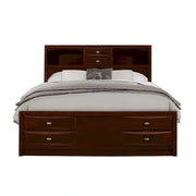 Cama de madera maciza color espresso con ocho cajones