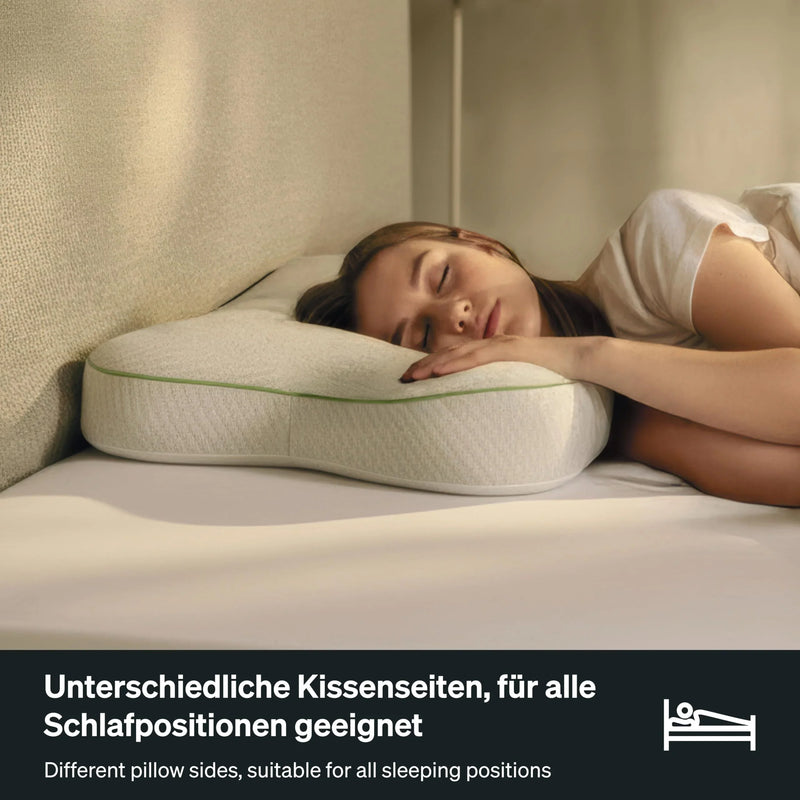 Almohada cervical ergonómica 60x40 cm, altura ajustable 6–13 cm, de espuma viscoelástica, para quienes duermen de lado, boca arriba y boca abajo, con funda lavable y bolsa de viaje