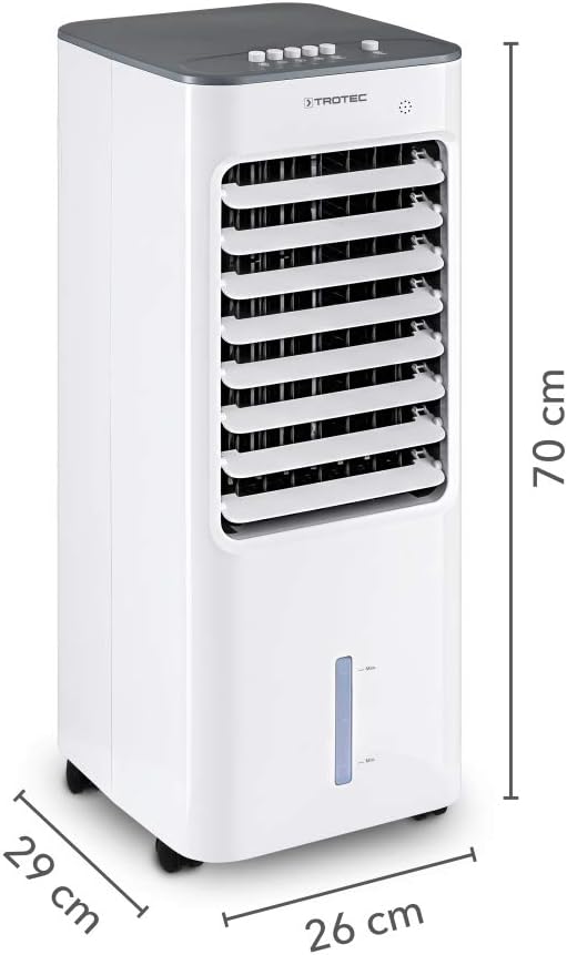 Enfriador de aire TROTEC PAE 21, climatizador portátil 3 en 1, enfriador de aire, purificador de aire, ventilador (3 niveles de velocidad, silencioso, función de oscilación)
