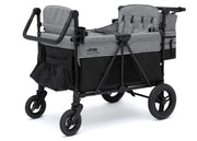 Jeep Wrangler Deluxe Stroller Wagon for 4 Kids – Removable Canopy, Cooler Bag, Modular Seats, XXL Storage, All-Terrain Tires, Adjustable Handlebars