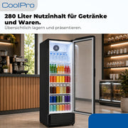 Exquisit Frigorífico para bebidas 280 l con puerta de cristal - Frigorífico para hostelería