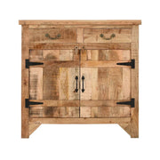 Consola de gabinete de 39 pulgadas estilo granja artesanal con 2 cajones de madera de mango y almacenamiento de 2 puertas, marrón rústico