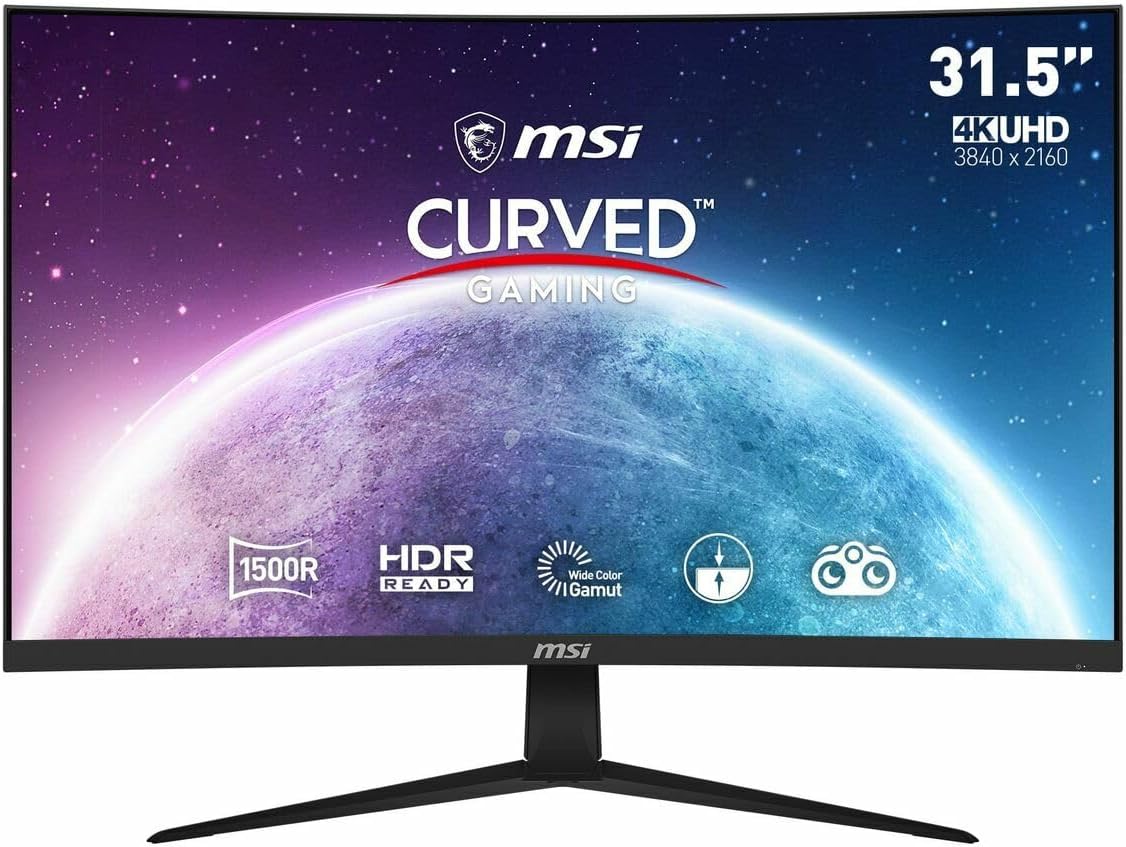 Monitor Gaming Curvo MSI G321CUV 31,5" UHD - Panel VA 1500R, 3840x2160, 60Hz / 4ms, 16:9, Adaptive-Sync - DisplayPort 1.2a, HDMI 2.0b