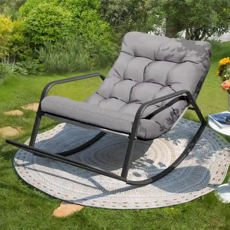 Mecedora extra grande y cómoda para exteriores FINCATI, sillón reclinable tipo Papasan de 450 lb para interiores, para todas las estaciones